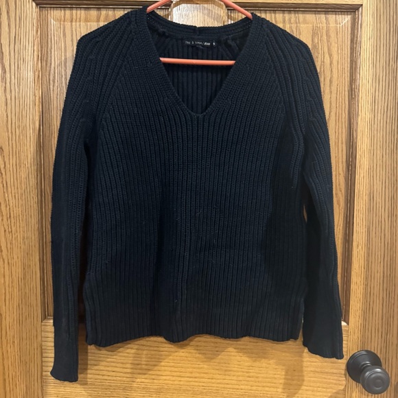 Rag & Bone/JEAN Black Ribbed V-Neck Sweater – Size S